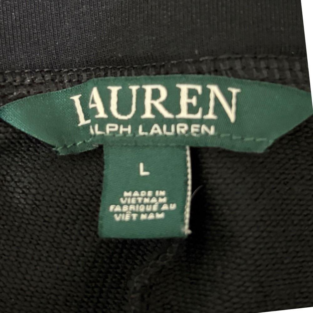 Lauren Ralph Lauren Pants Large Black Knit Womens Ankle Zip Pintuck Excellent - Picture 2 of 9